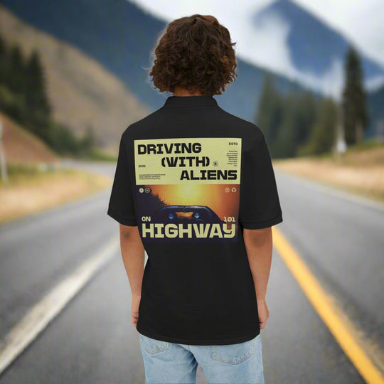 Highway 101 Alien Piqué Polo - Retro Album Cover Design