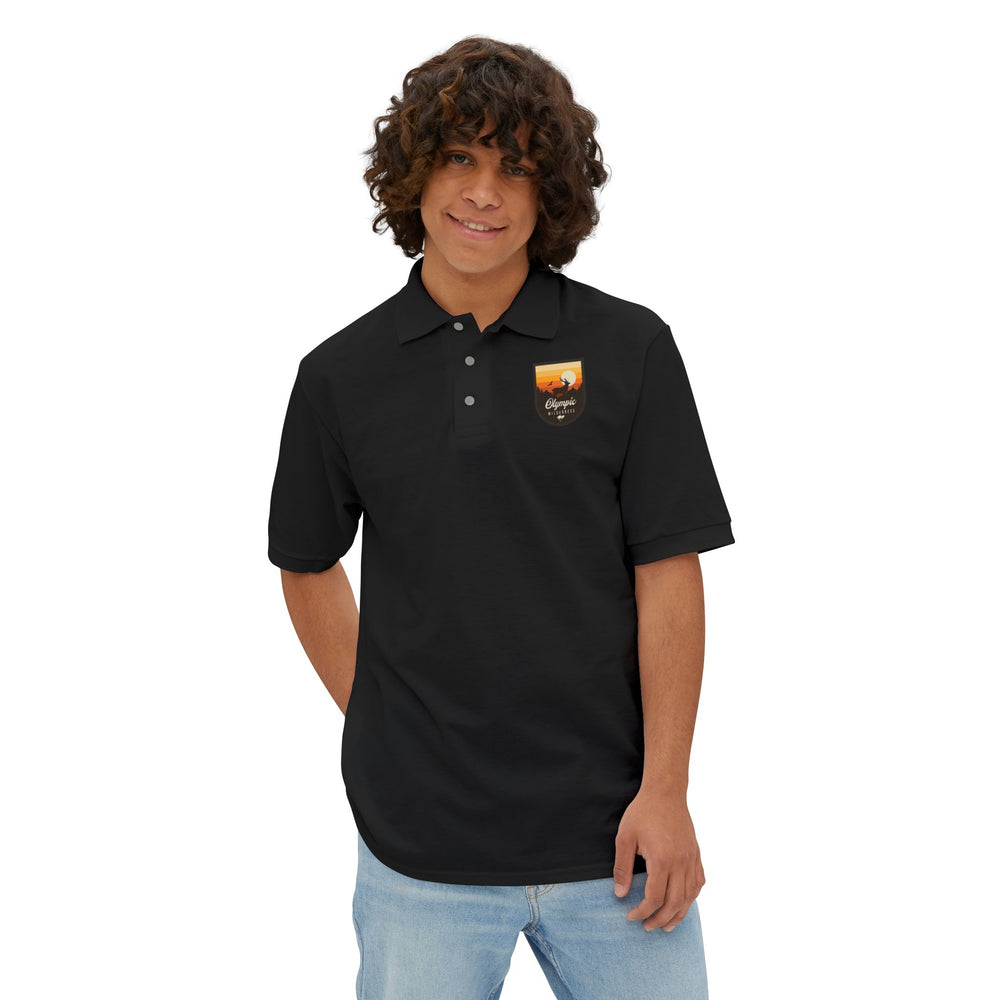 Sunset Stag Piqué Polo – Olympic Wilderness Design