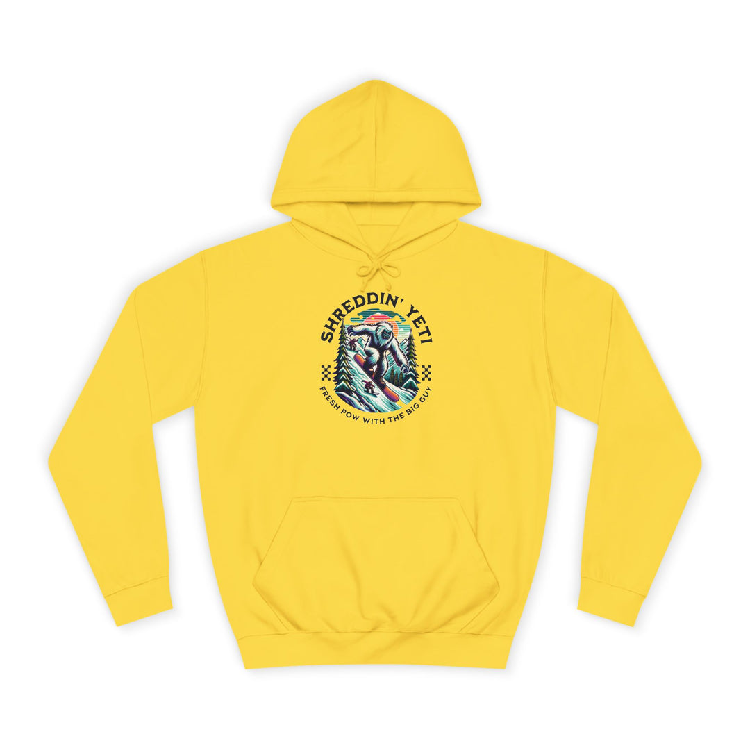 Shreddin' Yeti College Hoodie – Fresh Pow with the Big Guy