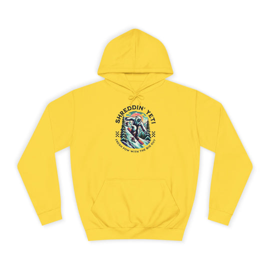 Shreddin' Yeti College Hoodie – Fresh Pow with the Big Guy