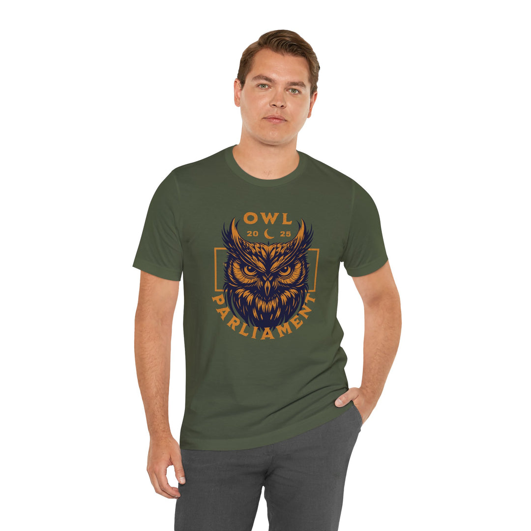 Owl Parliament Tee – Feathered Wisdom Jersey