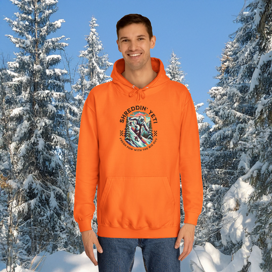 Shreddin' Yeti College Hoodie – Fresh Pow with the Big Guy
