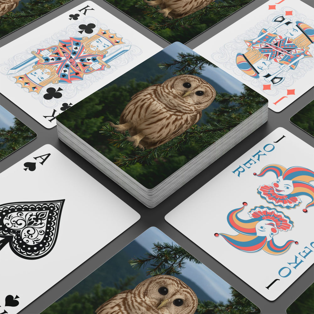 WHO’s Holding? Owl & Cedars Playing Cards – 52+2 Joker Deck (Mystic Peninsula Design)