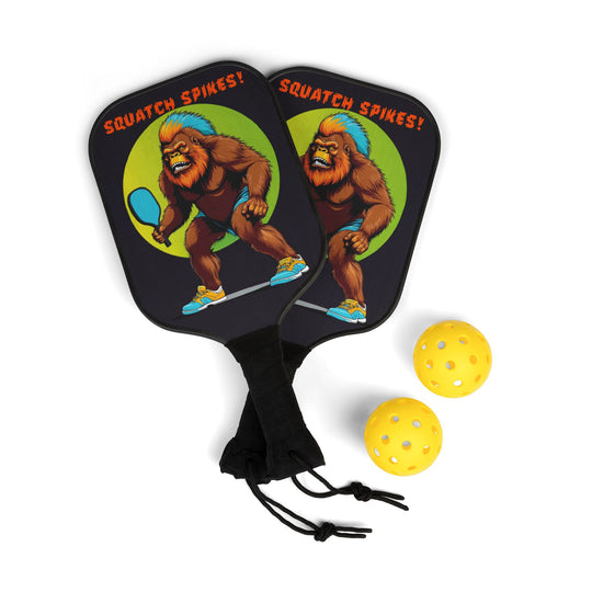 Squatch Spikes Pickleball Kit – ‘80s-Inspired Design (100% Wood Paddles)