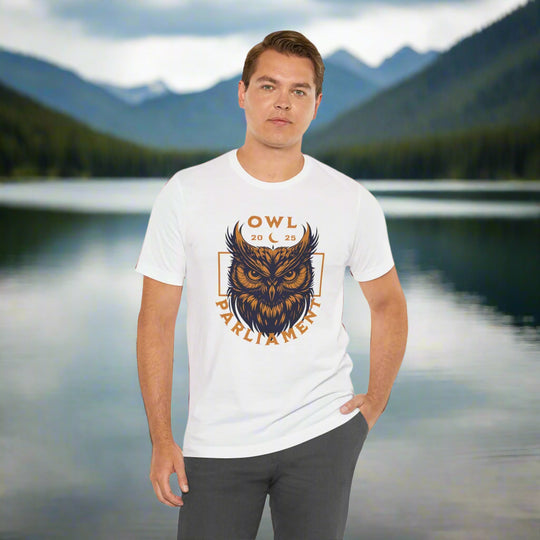 Owl Parliament Tee – Feathered Wisdom Jersey