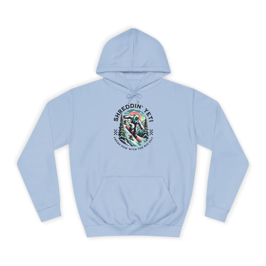 Shreddin' Yeti College Hoodie – Fresh Pow with the Big Guy