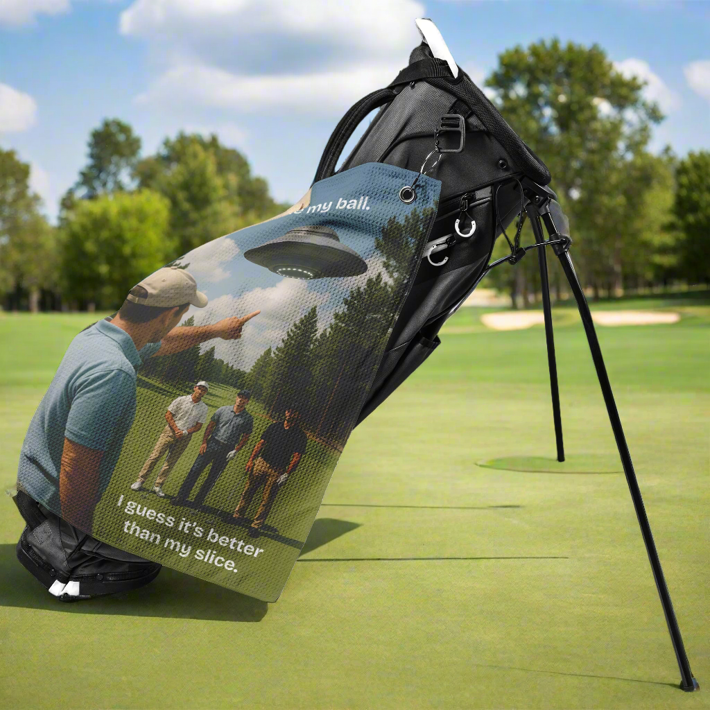 Aliens_Stole_My_Ball_Golf_Towel_Lifestyle_Front_Vertical_Mockup.png