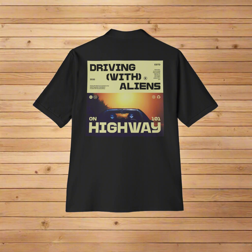 Highway 101 Alien Piqué Polo - Retro Album Cover Design