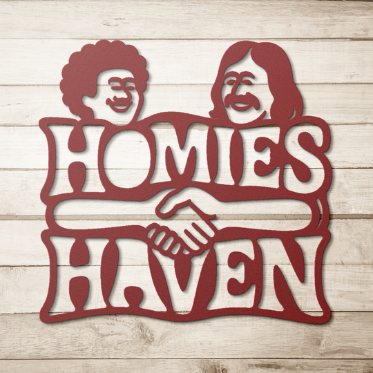 Homies_Haven_Metal_Sign_Red_Simple_Wood_BKGD_Mockup.png