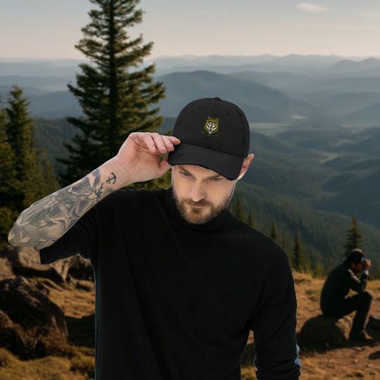 Sacred Wolf Dad Hat – Distressed Cotton Twill