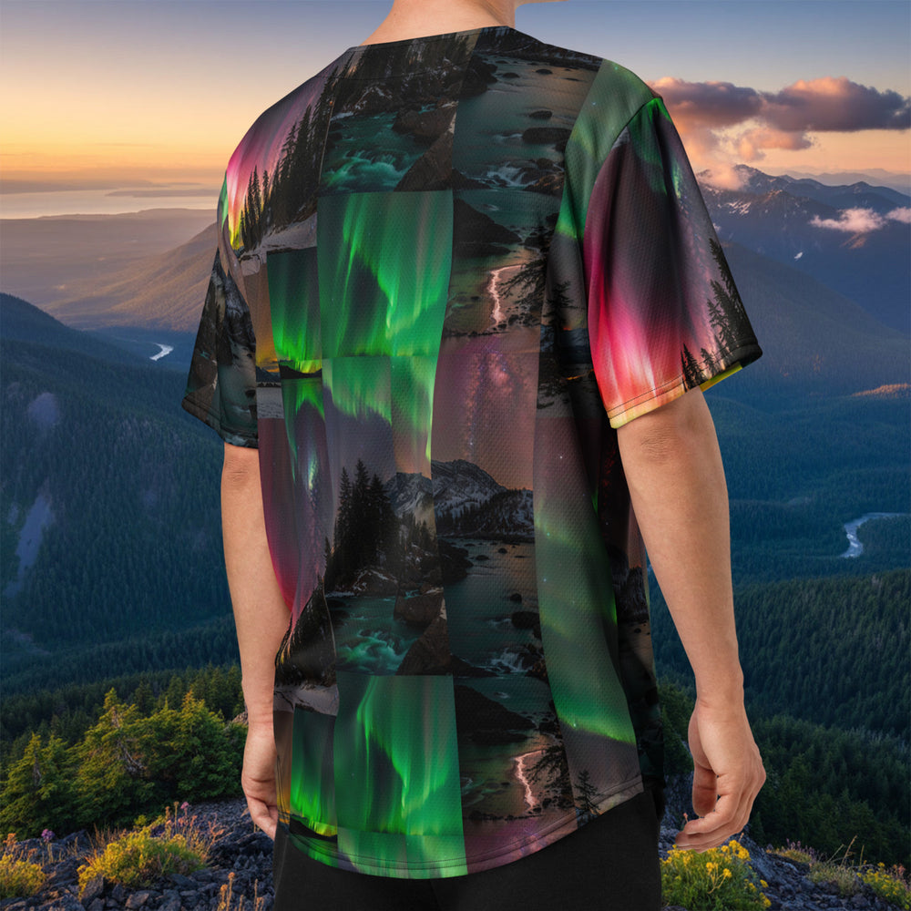 Olympic Nights Baseball Jersey – Aurora Borealis Design (Recycled Fabric)