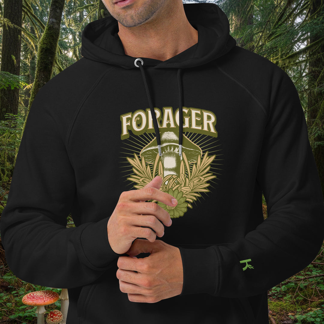 Forager Hoodie – Eco Raglan Mushroom Pullover (Organic Cotton, Brushed Lining)