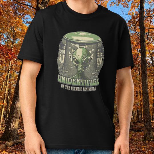 "Unidentified on the Olympic Peninsula" UFO Tee – Organic Cotton Cryptid Crewneck