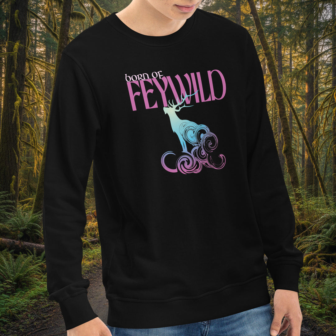 Born of Feywild Organic Sweatshirt – Antlered Stag French Terry Crew