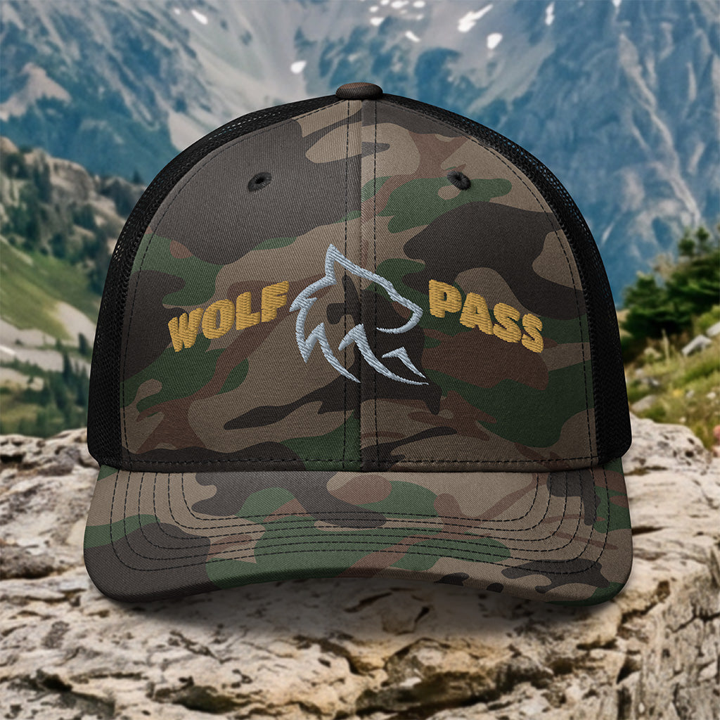The Wolf Pass Camo Trucker Cap