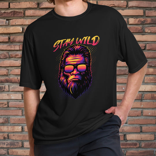Stay Wild Bigfoot Performance Tee – Crew Neck (Moisture-Wicking, UPF 44+)