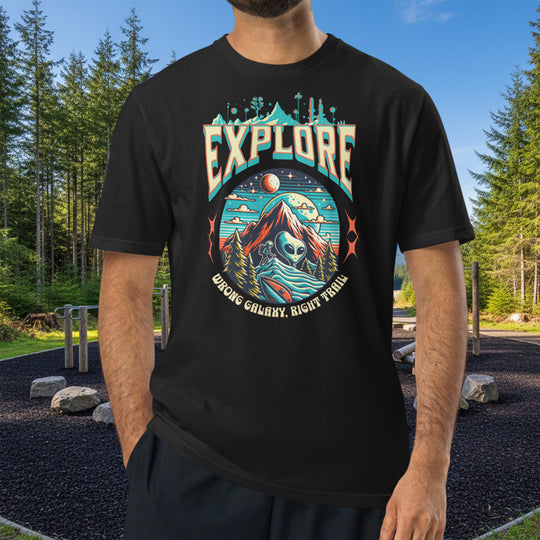 Aliens Explore Under ArmourⓇ Athletic T-Shirt – Futuristic Backpacking Design