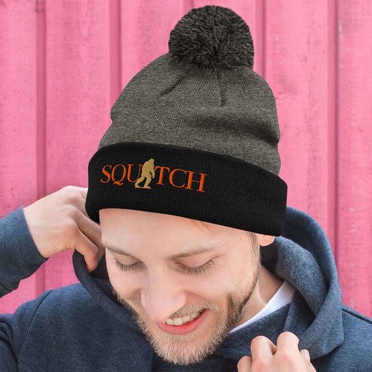 Squatch Embroidered Pom Beanie
