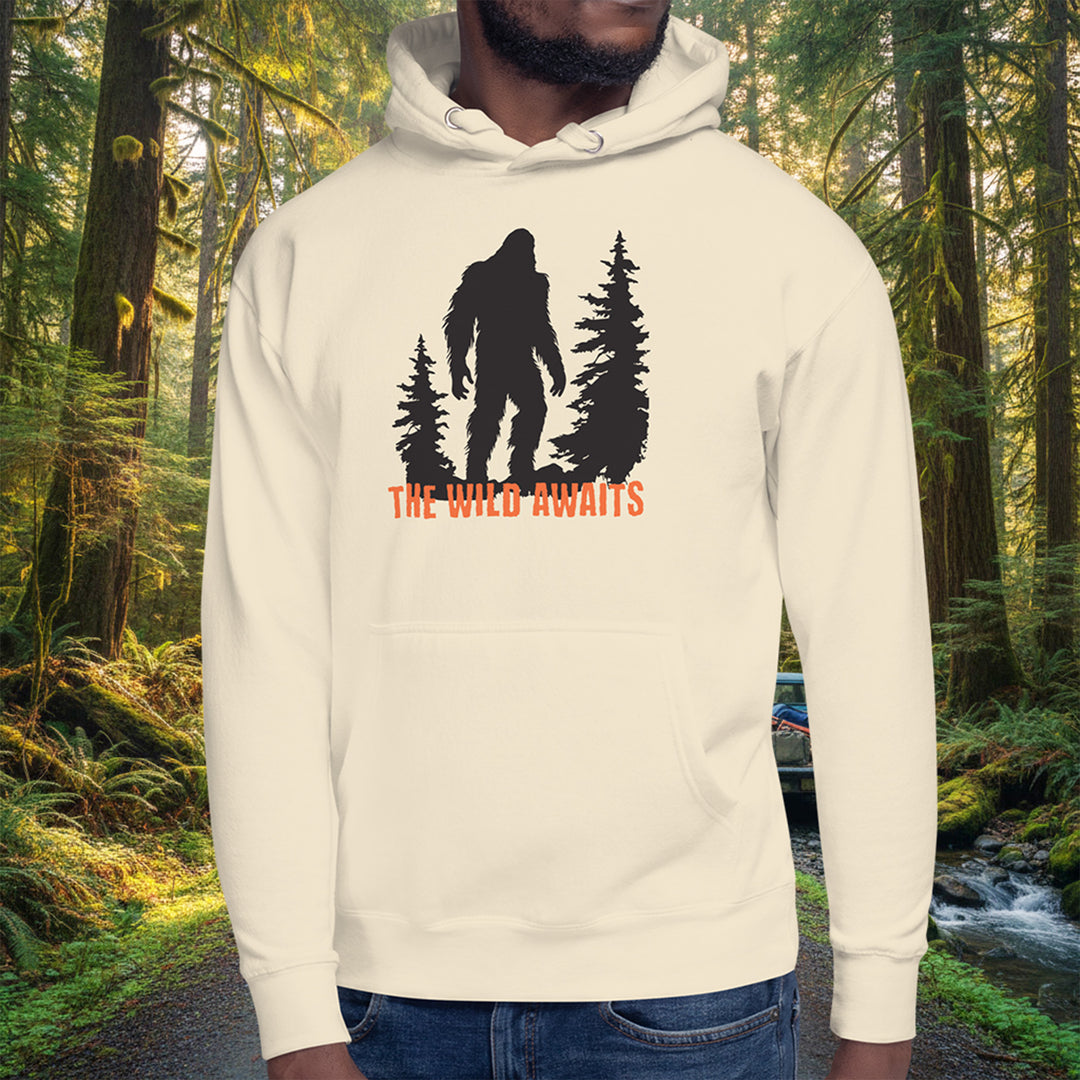 The Wild Awaits Hoodie – Sasquatch Silhouette Cotton Blend Pullover