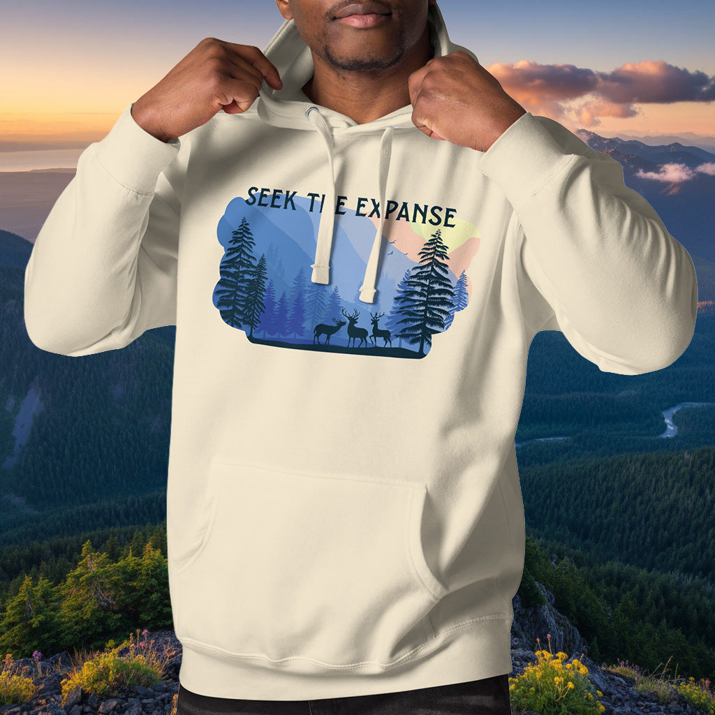 Seek The Expanse Hoodie – Roosevelt Elk Forest Cotton Blend Pullover