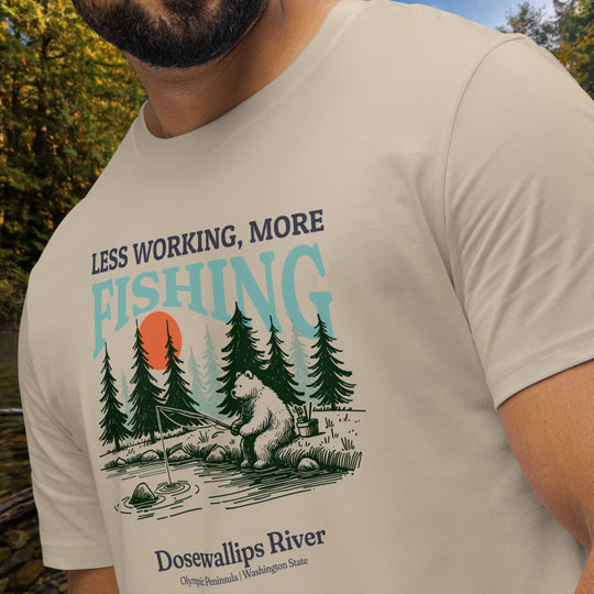 Dosewallips River Fishing Bear Organic Tee