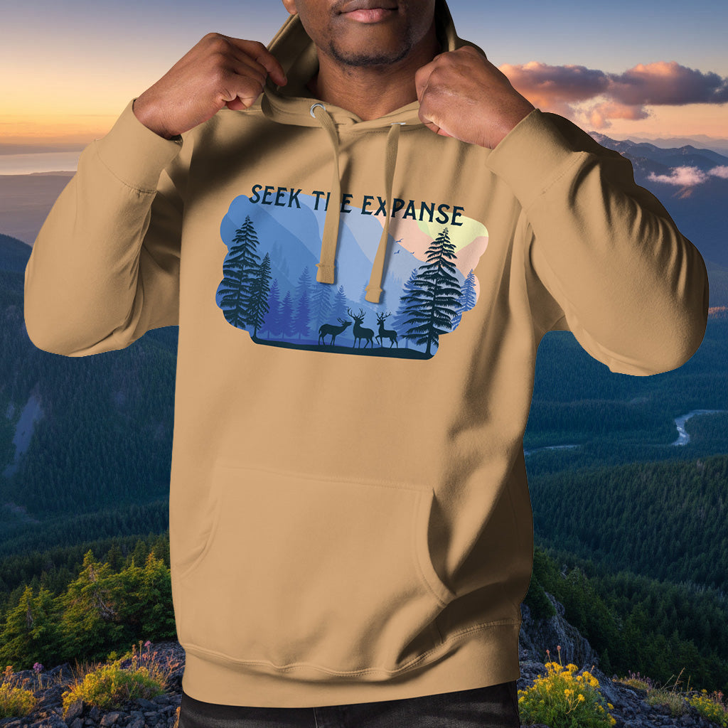 Seek The Expanse Hoodie – Roosevelt Elk Forest Cotton Blend Pullover