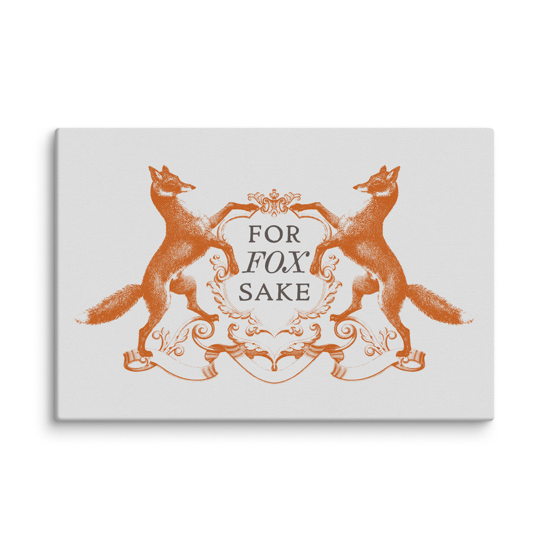 For Fox Sake Heraldic Vintage Canvas Print (8" x 12")