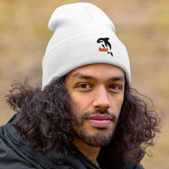 Orca Resist Embroidered Knit Beanie – 12" Hypoallergenic Acrylic