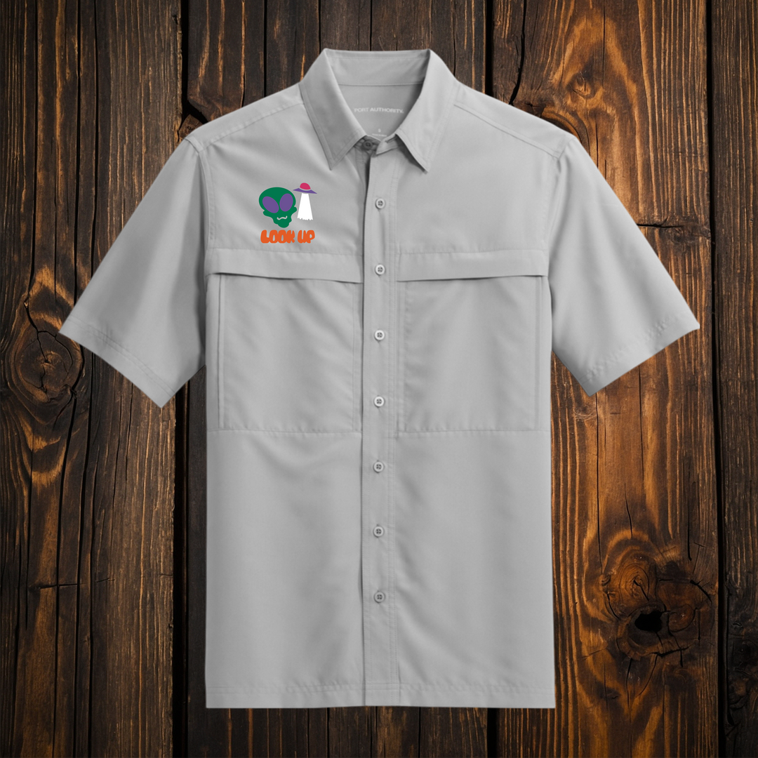 "Look Up" Embroidered Alien UV Shirt – Moisture-Wicking