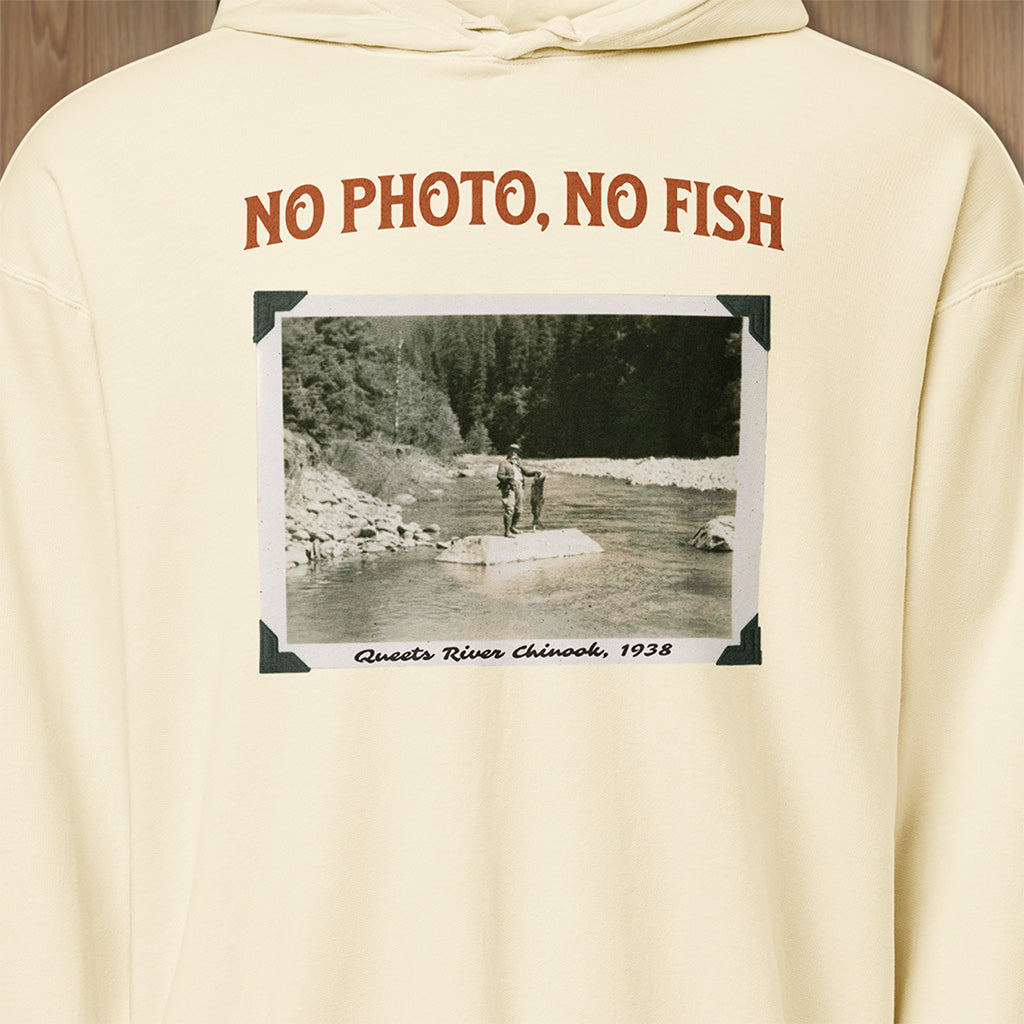 The Queets River "No Photo, No Fish" Lightweight Hoodie