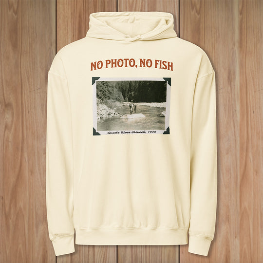 The Queets River "No Photo, No Fish" Lightweight Hoodie