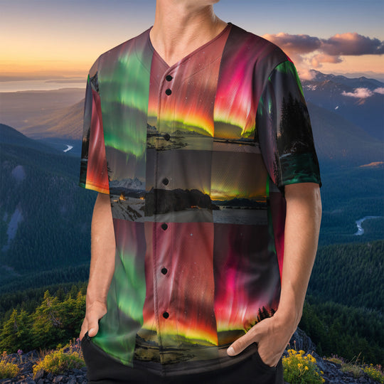 Olympic Nights Baseball Jersey – Aurora Borealis Design (Recycled Fabric)