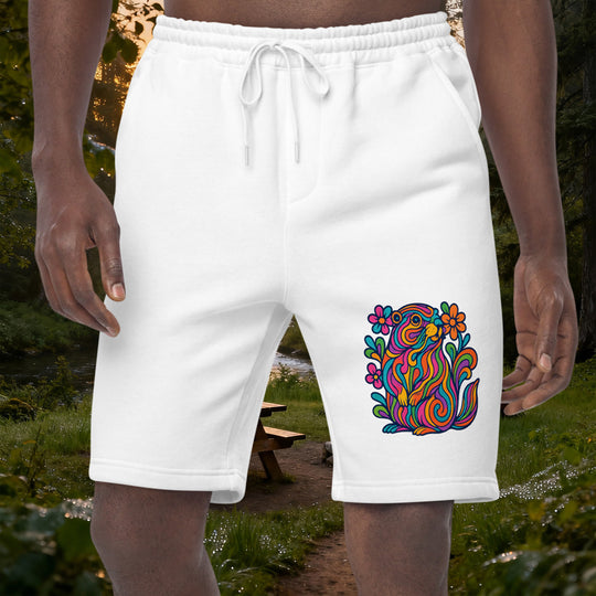Far Out Marmot Fleece Shorts – Psychedelic Men’s Lounge Shorts (Cotton-Blend)