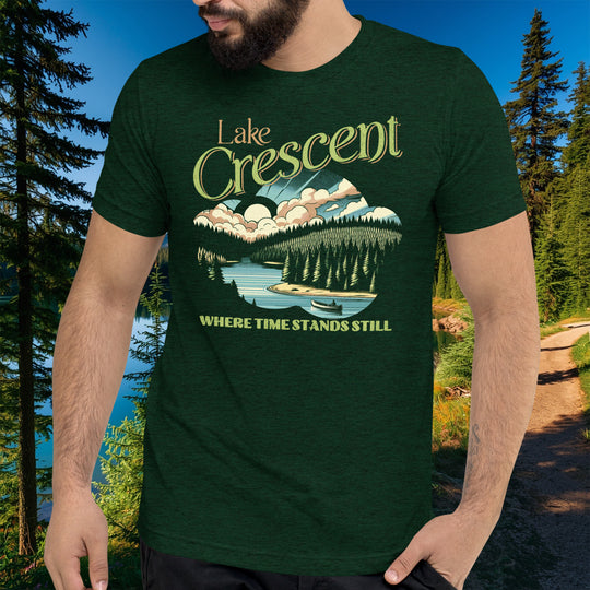 Lake Crescent T-Shirt – Retro Step Back in Time Design