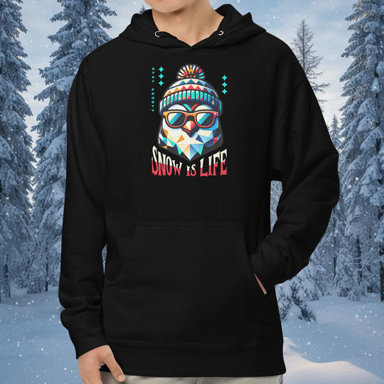 Snow is Life Hoodie – Stay Frosty Geometric Penguin