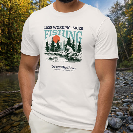 Dosewallips River Fishing Bear Organic Tee