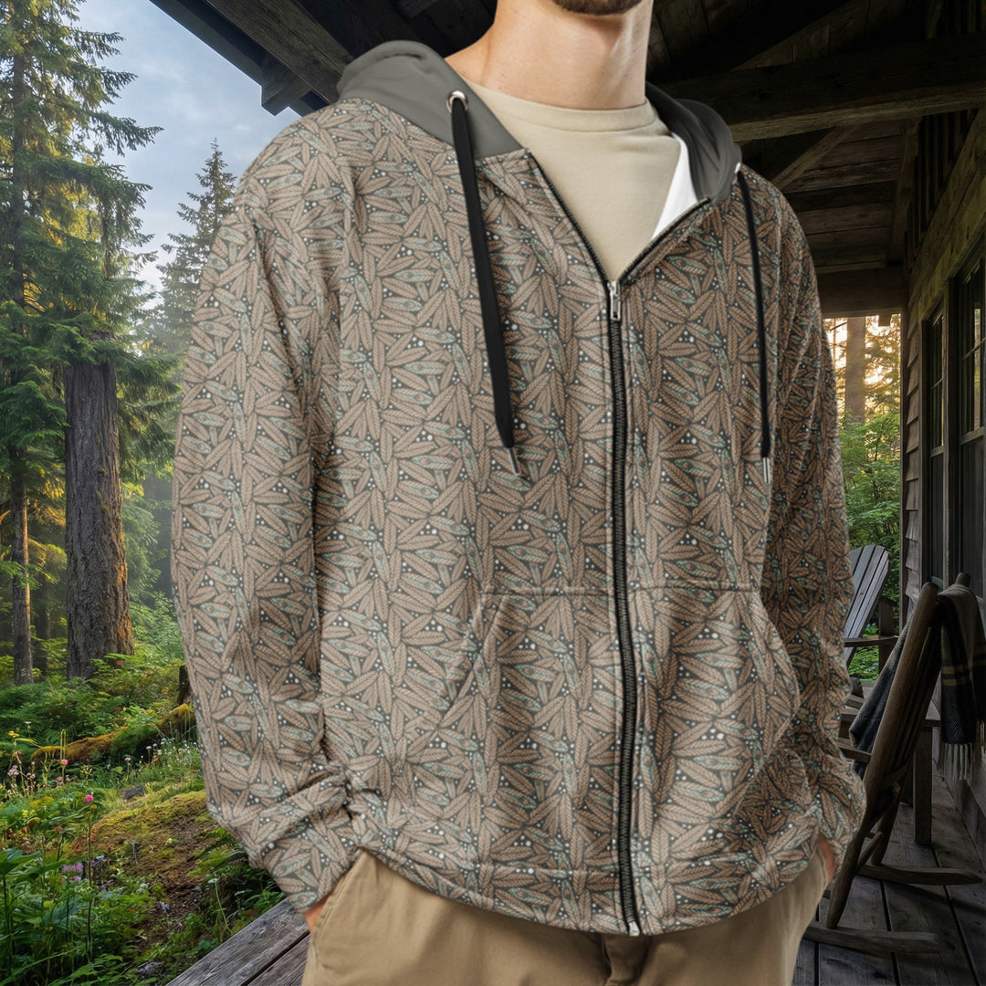 Feather Leaf Recycled Zip Hoodie