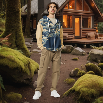 Vintage Olympic Mountains Recycled Zip Hoodie