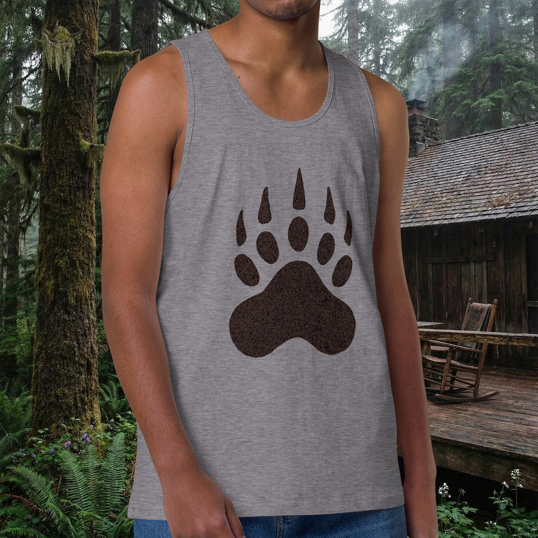 Bear Paw Print Tank – Men’s Premium Ring-Spun Cotton (Relaxed Fit)