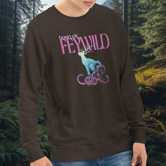 Born of Feywild Organic Sweatshirt – Antlered Stag French Terry Crew