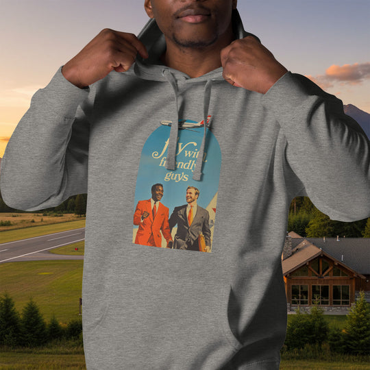 Fly With Friendly Guys Hoodie – Vintage Aviation Pullover (Heavyweight Cotton)
