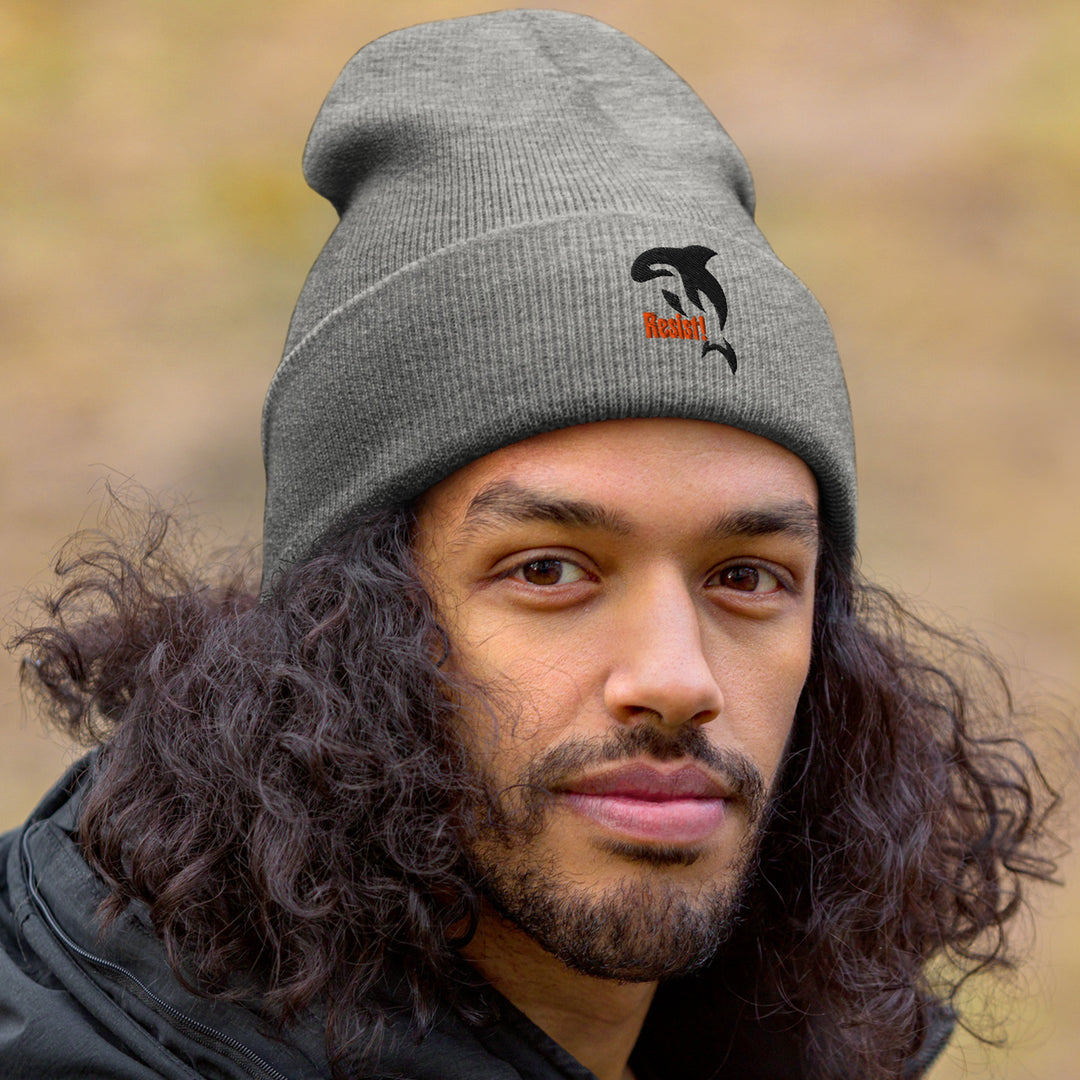 Orca Resist Embroidered Knit Beanie – 12" Hypoallergenic Acrylic