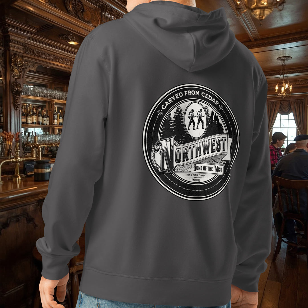 Carved from Cedar Hoodie – Hike Fish Camp Explore