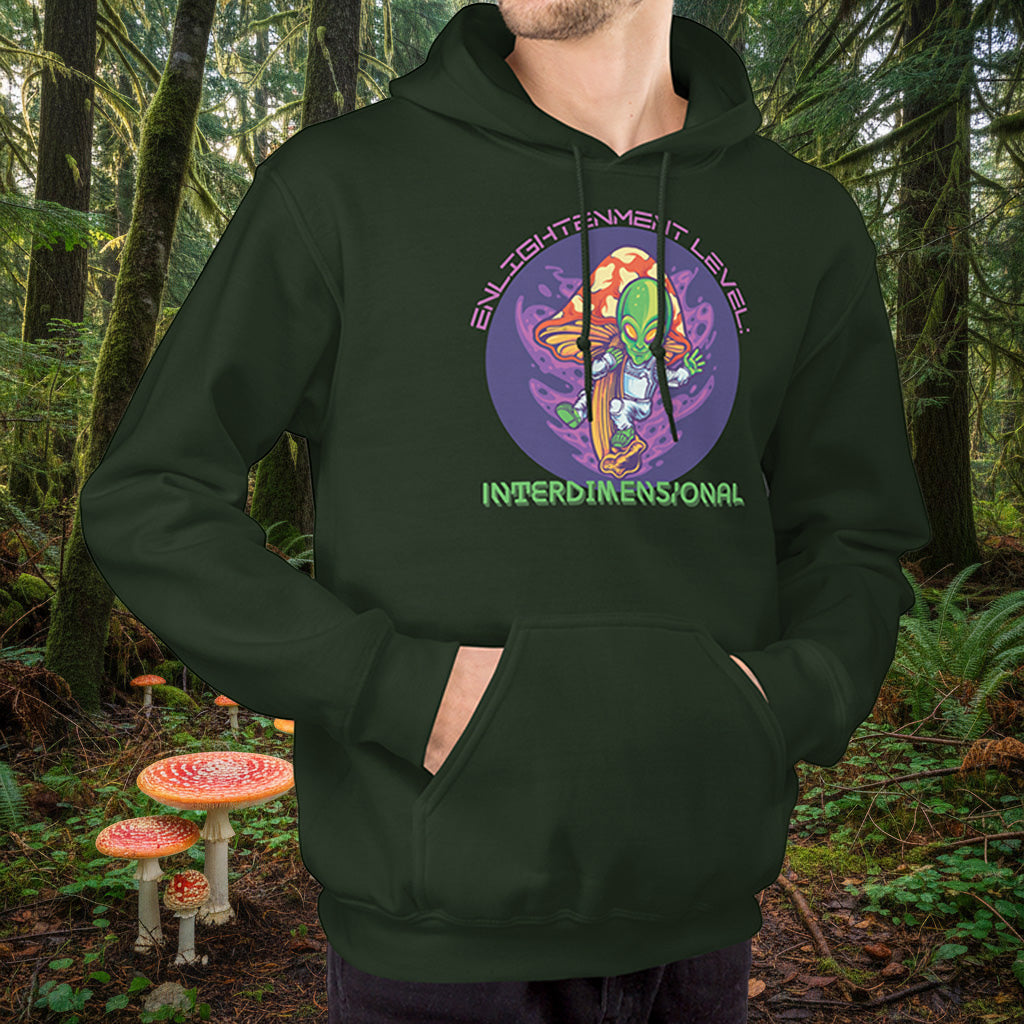 Enlightenment Level: Interdimensional Hoodie – Alien Mushroom Cotton Blend Pullover
