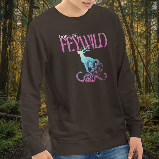 Born of Feywild Organic Sweatshirt – Antlered Stag French Terry Crew