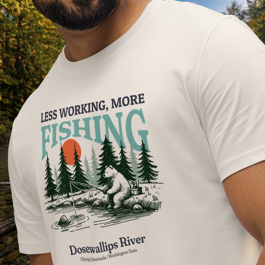 Dosewallips River Fishing Bear Organic Tee