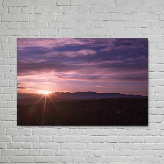 Olympic Sunset Rays Wall Art - Glossy Metal Print
