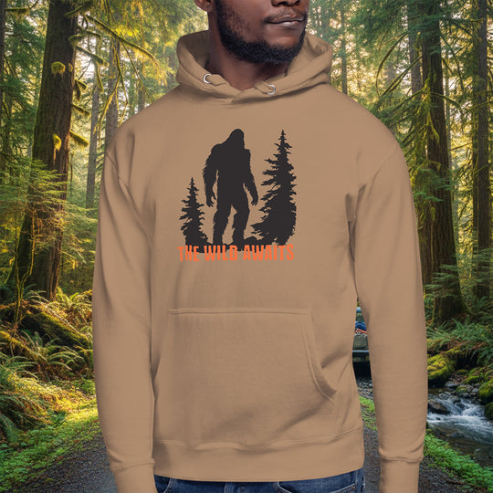 The Wild Awaits Hoodie – Sasquatch Silhouette Cotton Blend Pullover