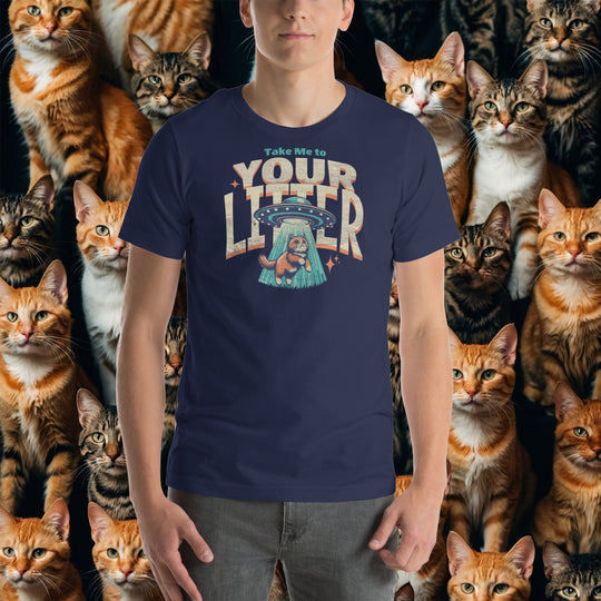 Feline Abduction Tee – Take Me To Your Litter