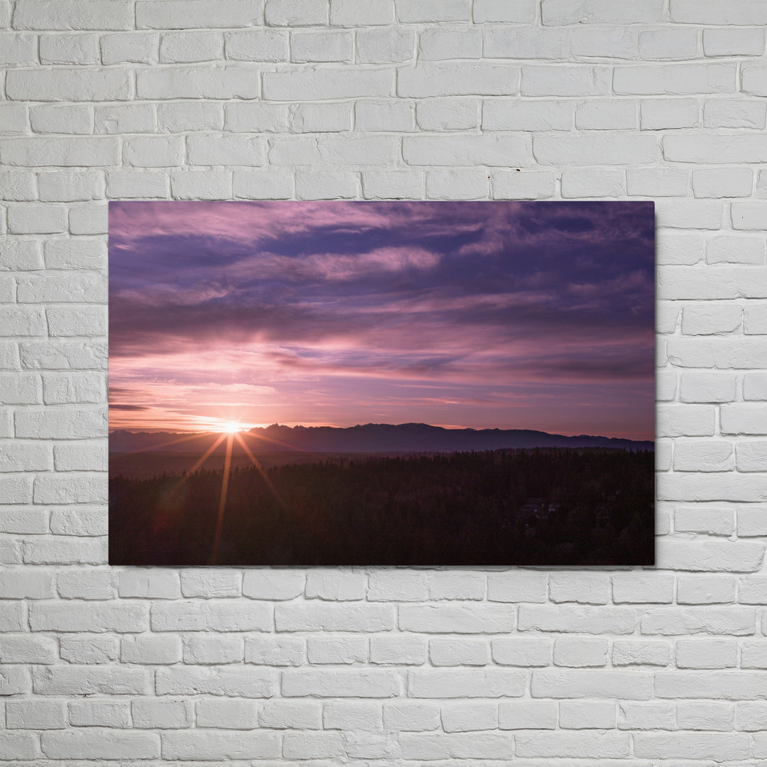 Olympic Sunset Rays Wall Art - Glossy Metal Print
